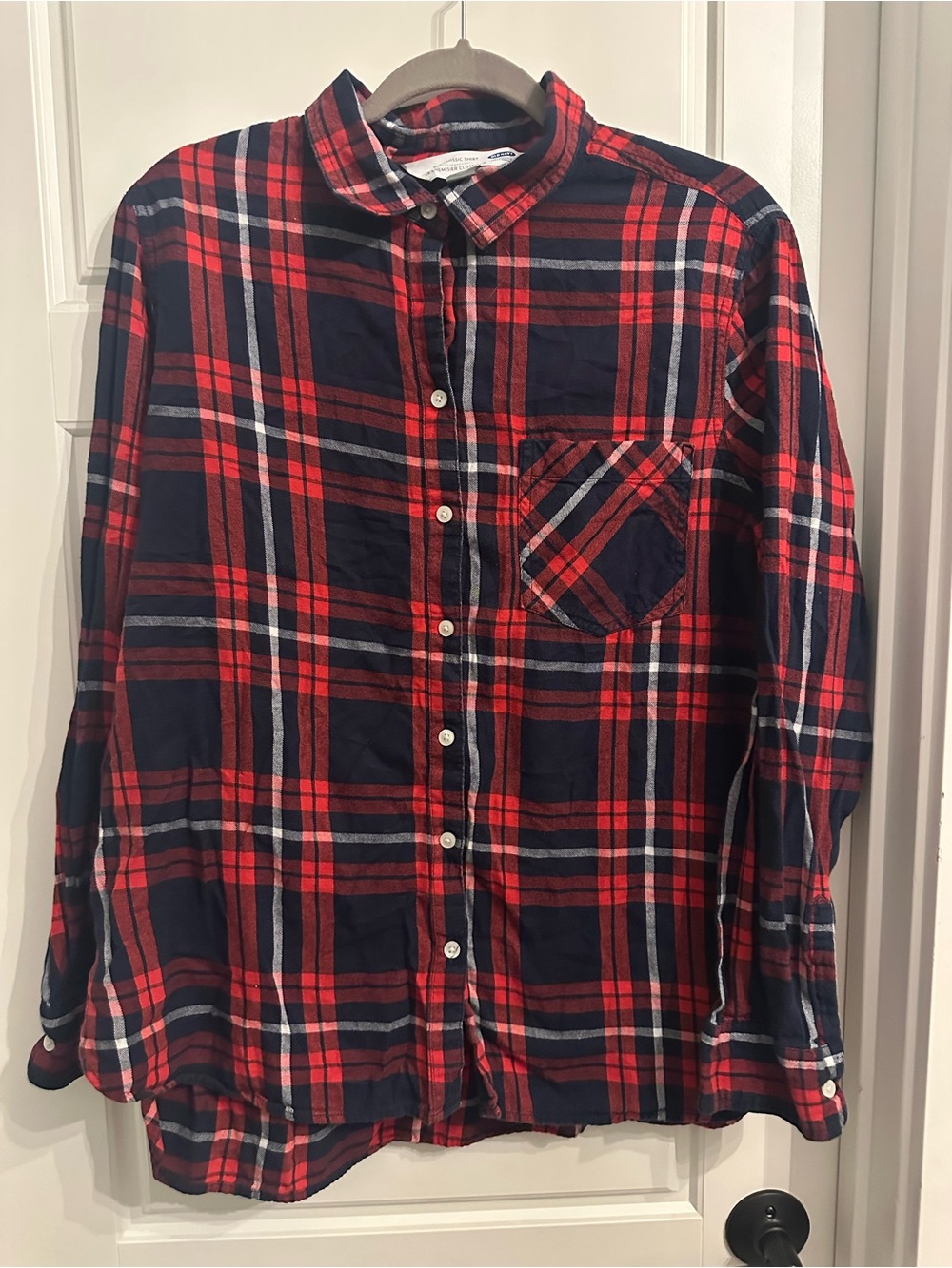 Women’s size XL Red & Navy Plaid Button-Up Shirt